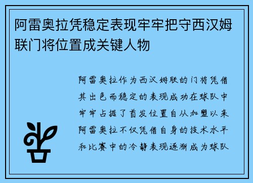 阿雷奥拉凭稳定表现牢牢把守西汉姆联门将位置成关键人物